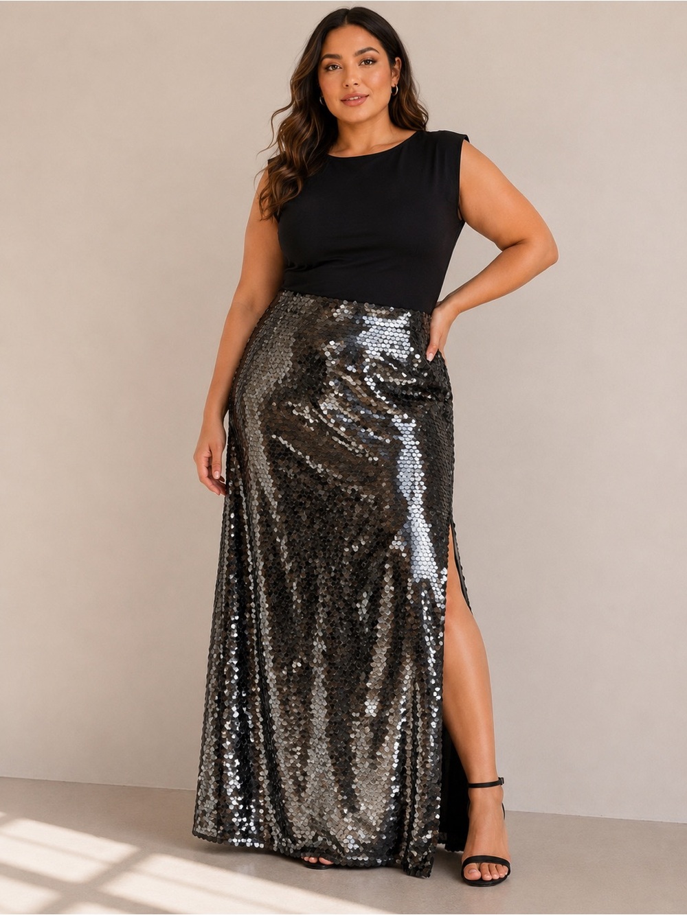 New w tags Topshop Sequin Maxi Column Skirt High Slit Evening Party Glam Skirt